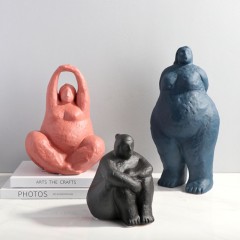 北欧简约抽象胖女人陶瓷雕塑摆件样板间客厅电视柜创意家居装饰品